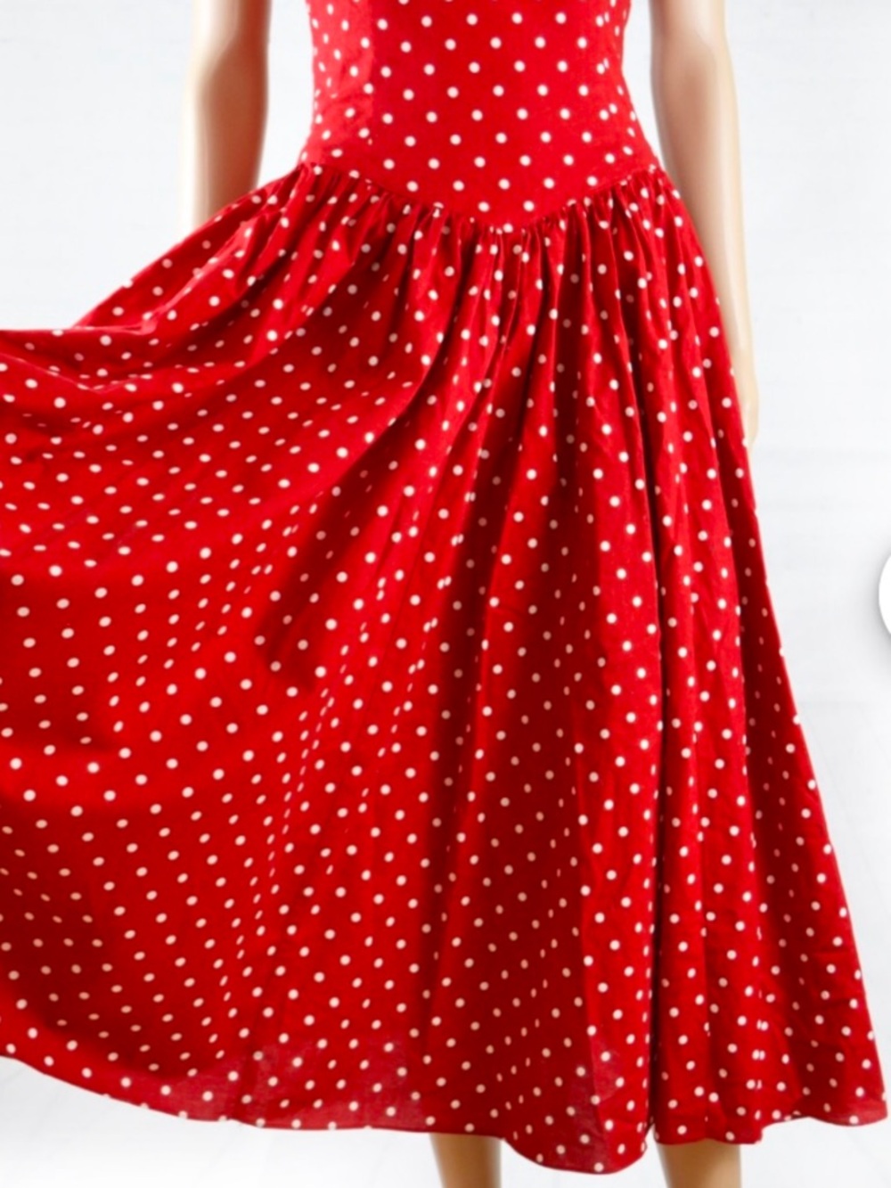Geary Roark Kamisato Vintage Criss Cross Red & White Polka Dot Maxi-Size S-M